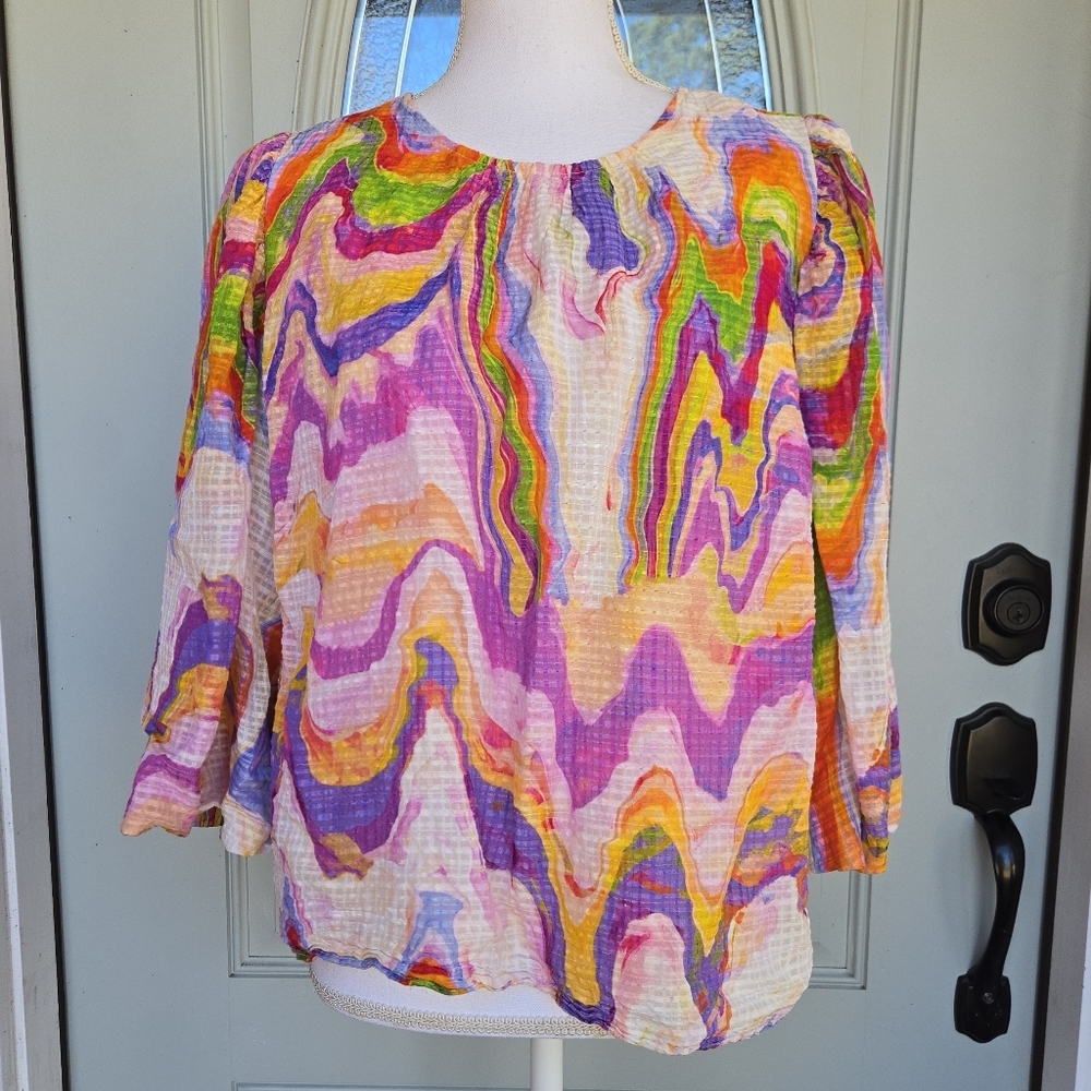 MARIE OLIVER Harley Blouse Pastel Marble